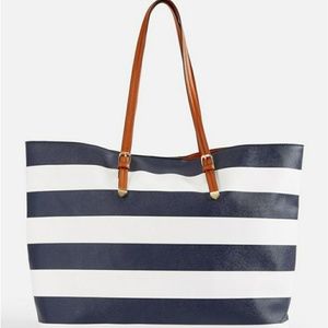 SOLD-Navy and white stripe tote